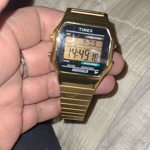 Timex Gold-Tone Digital Indiglo Watch with Black Dial